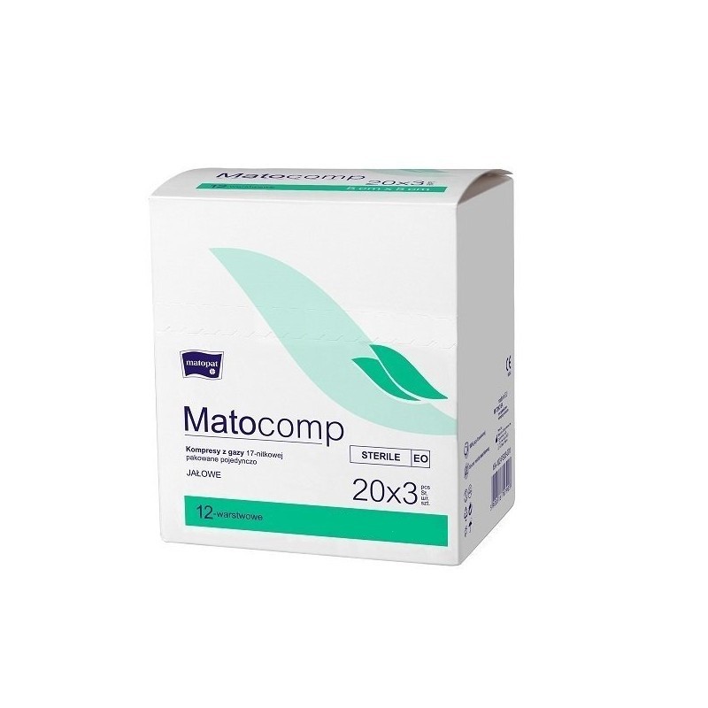 20x Matocomp kompresy z gazy jałowe - indywidualne pakowanie 3 sztuki