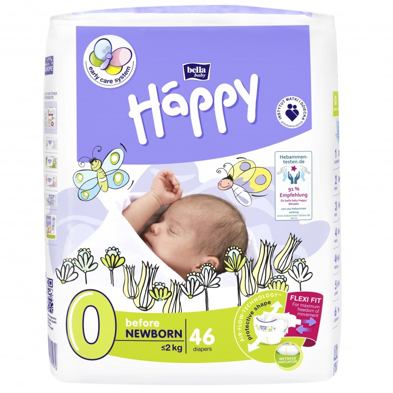 Pieluszki dla wcześniaków Happy Flexi Fit Before Newborn (0) do 2 kg
