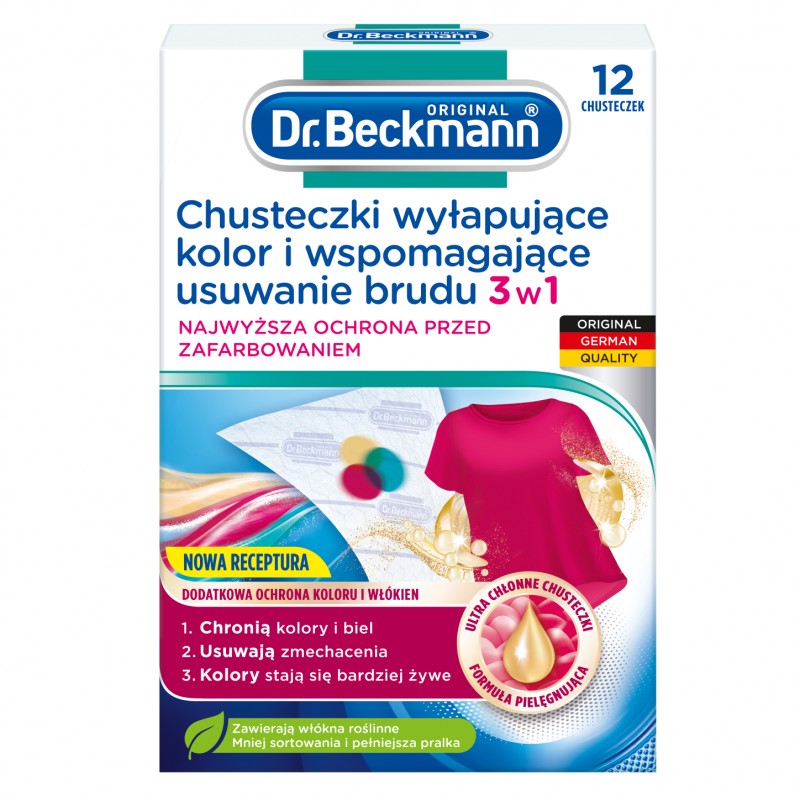 Dr Beckmann Chusteczki wyłapujące kolor i wspomagające usuwanie brudu 3w1